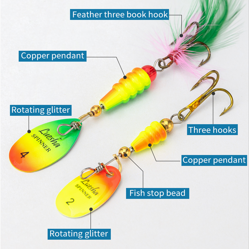 LUSHAZER 스피너 미끼 낚시 루어 스푼, 깃털 바 - Fishing Hook Treble 리뷰 및 가격