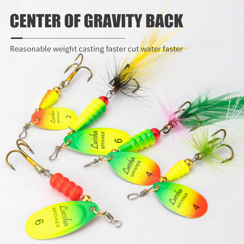 LUSHAZER 스피너 미끼 낚시 루어 스푼, 깃털 바 - Fishing Hook Treble 리뷰 및 가격